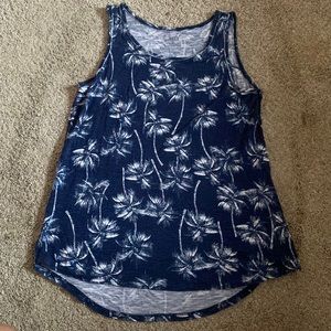 Navy palm tree tank top